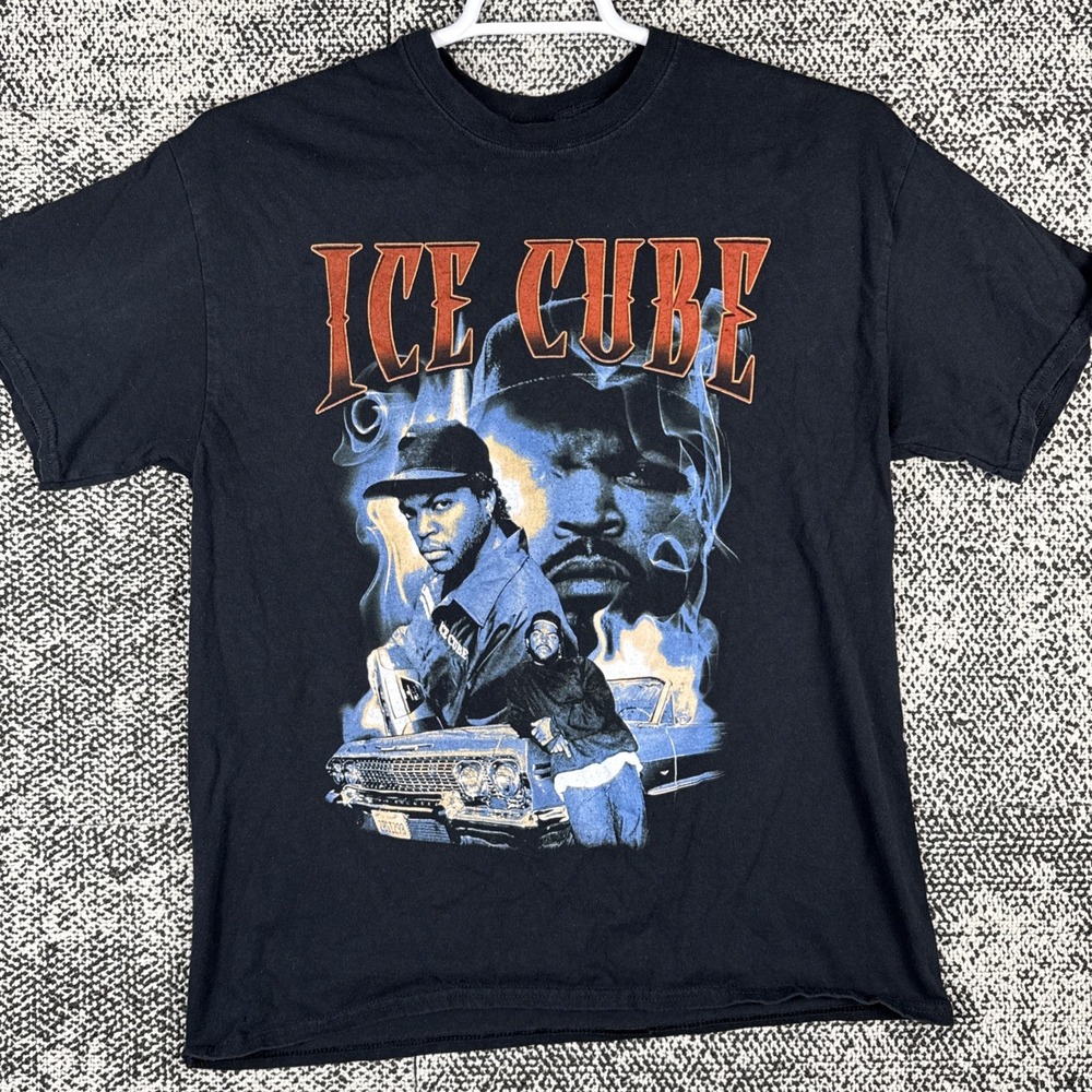 Ice Cube Graphic T Shirt Mens Large Collage Black Rap‎ Hip Hop Short Sleeve